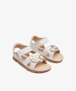 SANDALIAS BAREFOOT GOFLEX BLANCAS FLORES DORADAS M.COSH334002 DE CONGUITOS