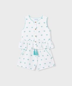 Conjunto pantalón corto y camiseta estampada niña M. 3229 crudo Mayoral