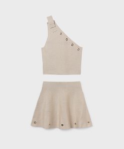 Conjunto falda tricot y top chica M. 6918 arena Mayoral