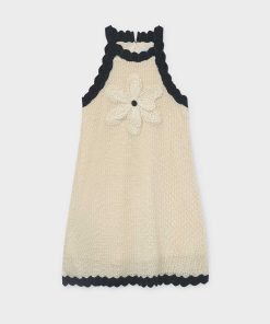 Vestido aplique flor chica M. 6911 hueso-Negro Mayoral