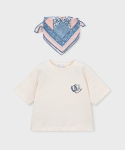Camiseta con pañuelo estampado niña M. 3009 hueso-cele Mayoral 12 IMG 0272