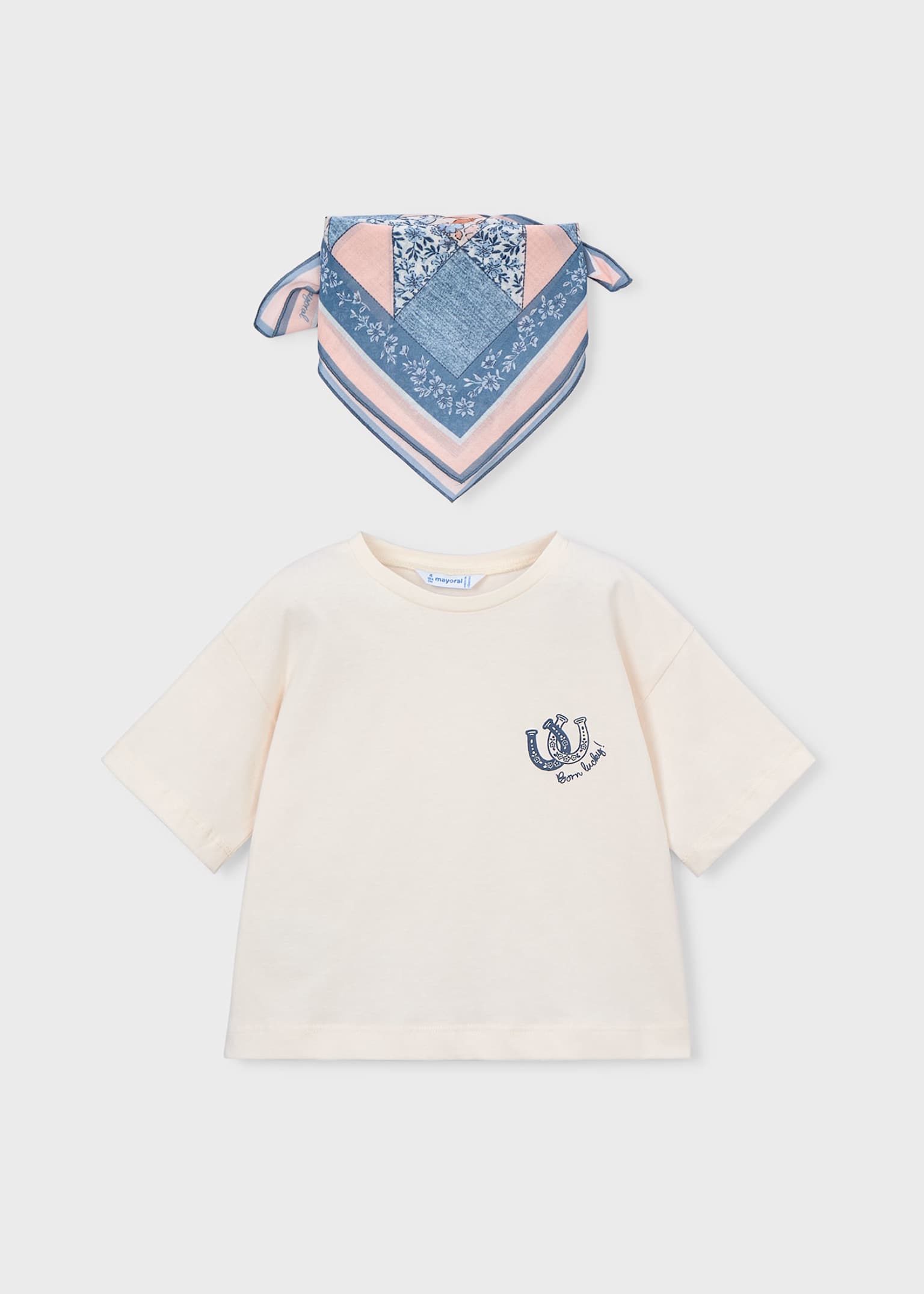 Camiseta con pañuelo estampado niña M. 3009 hueso-cele Mayoral 6 IMG 0272