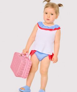 Conjunto bebé camiseta y braguita detalles volantes y lazos estampado flores M. 97092 YSABEL MORA