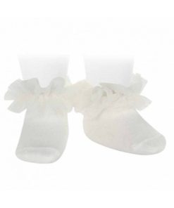 Calcetines tobilleros con tira de tul bordados M. 2488/4 color 303 Cava cóndor