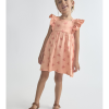 Vestido salmón bebé niña estampado con estrellas de mar y tirantes rematados en volante
