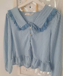 BLUSA CUELLO TIPO BABERO ESTAMPADO DE CUADROS M.BAL