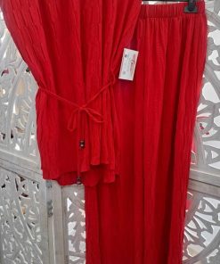 CONJUNTO DE DOS PIEZAS DE TIRANTAS COLOR ROJO M.ROJ-O