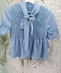 BLUSA AZUL CIELO CON NIDO DE ABEJA M.NID-AB