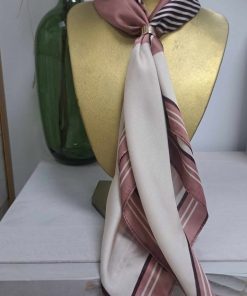 PAÑUELO DE SEDA ROSA ESTAMPADO RAYAS DIAGONALES M.PAÑ-22