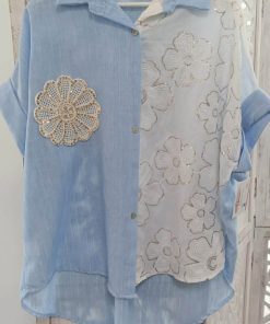 BLUSA CON BORDADO Y ENCAJE M.ENA