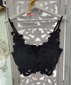 TOP BRALETTE DE ENCAJE GUIPUR EN COLOR NEGRO M.BRA-EN