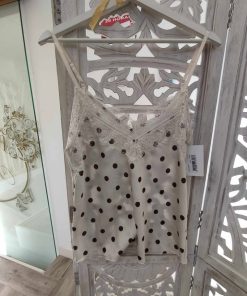 TOP LENCERO BEIGE DE LUNARES EN TONOS MARRÓN M.TOP-LUN