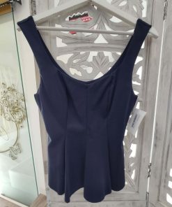 TOP SIN MANGAS CON PEPLUM EN COLOR AZUL MARINO M.AZU-PE