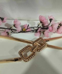 CINTURÓN DE VESTIR ELÁSTICO CON HEBILLAS ENTRELAZADAS M.30/ORO