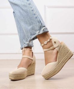 CUÑA DE ESPARTO CON PLATAFORMA Y DETALLE DE YUTE TRENZADO M.TNK516 BEIGE