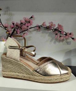 CUÑA DE ESPARTO CON PLATAFORMA Y DETALLE DE YUTE TRENZADO M.JNS-5Q65-42 ORO BRILLO