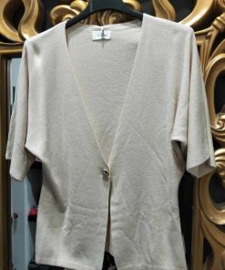 CAMISETA DE PUNTO ABIERTA CON BOTÓN M.14-BEIGE