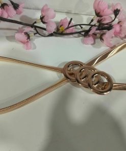 CINTURÓN DE VESTIR ELÁSTICO CON TRES HEBILLAS REDONDAS M.10/ORO