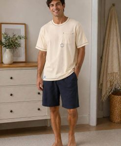 PIJAMA VERANO CABALLERO M. 266000 TRESS AMARILLO Y GRIS