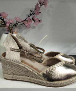 CUÑA DE ESPARTO CON PLATAFORMA Y DETALLE DE YUTE TRENZADO M.JNS-5Q42-42 ORO BRILLO
