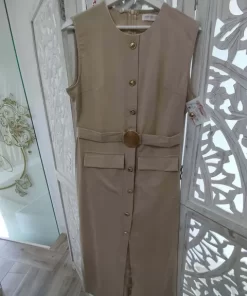 VESTIDO MIDI EN TONO CAMEL M.VM/CL