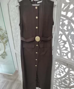 VESTIDO MIDI EN TONO MARRÓN CHOCOLATE M.VM/MC