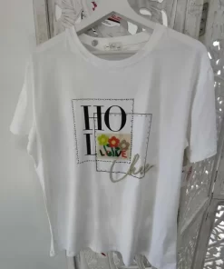CAMISETA BLANCA CON ESTAMPADO DE LETRAS M.CM-EL