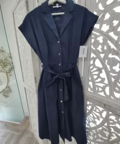VESTIDO MIDI EN COLOR AZUL MARINO M.VM/ZM