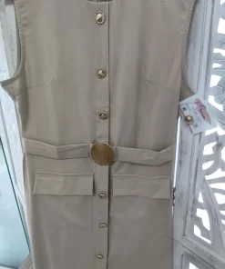 VESTIDO MIDI EN TONO BEIGE M.VM/BE