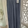 PANTALÓN AZUL CORTE ANCHO ESTILO PALAZZO M.AZP 9 Pantalón palazzo azul mujer de corte ancho con cintura elástica fruncida y cordón del mismo tono