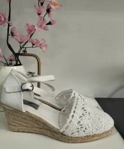 CUÑA DE ESPARTO BLANCO CON DETALLE DE YUTE TRENZADO M.787-6A