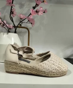 ESPARTOS BAJITOS TEJIDO TIPO RAFIA EN BEIGE M.118-8B CREMA