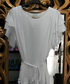 BLUSA DE GASA EN BLANCO ROTO CON VOLANTES EN LAS MANGAS M.GA-12