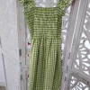 VESTIDO MIDI CON ESTAMPADO VICHY EN TONOS VERDES Y BLANCOS M.VY-VE