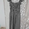 VESTIDO MIDI CON ESTAMPADO VICHY EN TONOS BLANCOS Y NEGROS M.VY-BLA
