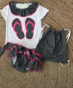 CONJUNTO BAÑO M.ZAPATILLAS FLUOR Y VICHY NEGRO