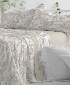 JUEGO DE SÁBANAS DE 150/160CM M. 145 BEIGE BURRITO BLANCO