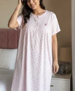 CAMISÓN BORDADO M/C SRA M. FLORES ROSA