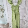 VESTIDO MIDI CON ESTAMPADO VICHY EN TONOS BLANCOS Y VERDES M.VY-VER