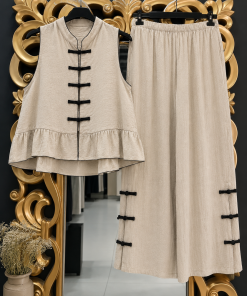 CONJUNTO DE DOS PIEZAS (CHALECO Y PANTALÓN) ESTILO ARTESANAL M.145-CON