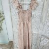 VESTIDO MIDI CON ESTAMPADO VICHY EN TONOS BLANCOS Y BEIGE M.VY-BEI1