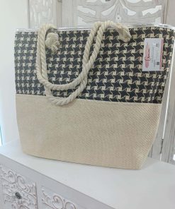 BOLSO DE PLAYA ESTAMPADO PATA DE GALLO M.ES-PG