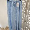 PANTALÓN LARGO PALAZZO DE TEJIDO LIGERO Y FRESCO CON ESTAMPADO DE CUADROS VICHY M.VICH-AZUL