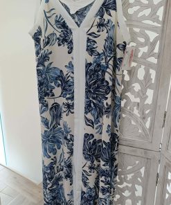 VESTIDO MIDI ESTAMPADO FLORAL CON ESCOTE EN PICO M.PIC-AM