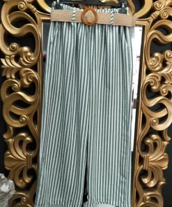 PANTALÓN ESTAMPADO RAYAS VERDES Y BLANCAS M.EST-VER