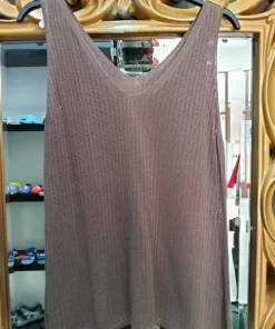 TOP DE TIRANTES CON TEJIDO DE HILO M.HI-MARRÓN