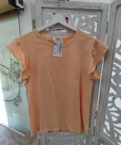 CAMISETA BÁSICA NARANJA SUAVE CON VOLANTES EN LAS MANGAS M.VOLA-NA