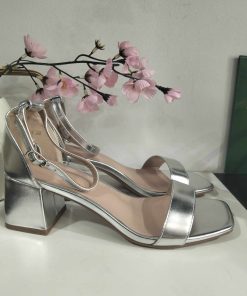 SANDALIA DE TACÓN MEDIO M.F1603 PLATA