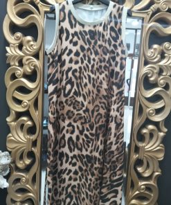 VESTIDO MIDI DE LYCRA FRÍA ESTAMPADO ANIMAL PRINT M.LY-LEOPARDO