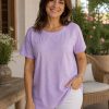 CAMISETA MUJER BORDADA Y PERFORADA FLORES M. 2603 MALVA